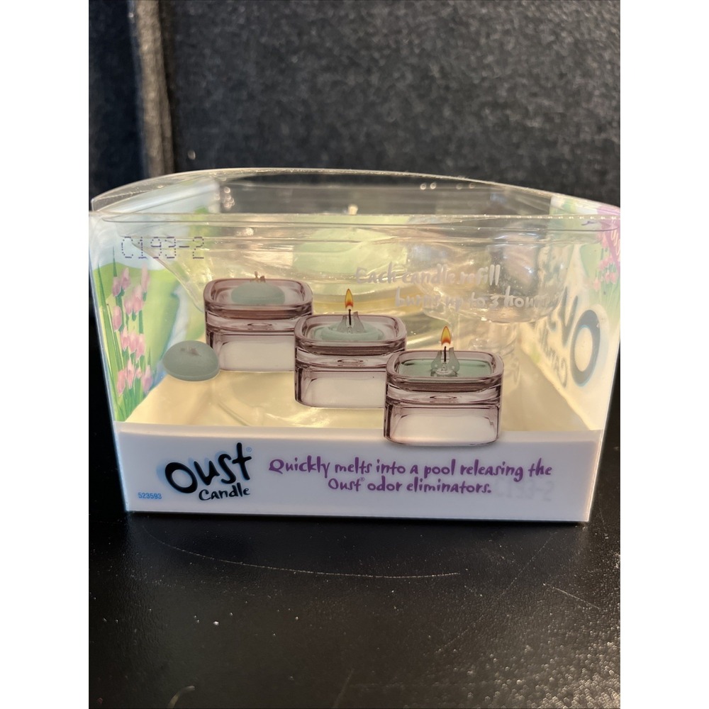 Oust Candle Set 1 Glass Holder & 1 Candle Refill - Outdoor Scent READ - Picture 4 of 6